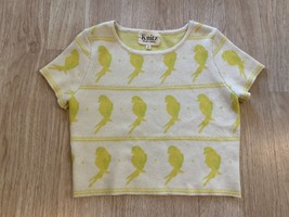 For Love &amp; Lemons Knitz Knit Sweater Wool Viscose Parrot Yellow Women’s Size M - £45.11 GBP