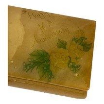 Vintage Alabaster Hand Carved &quot;Happy 10th Anniversary&quot; Trinket Box Made in Italy - £37.32 GBP
