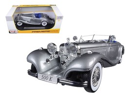 1936 Mercedes 500K Special Roadster Grey 1/18 Diecast Model Car by Maisto - $75.97