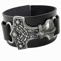 Alchemy Gothic Mjolnir Thor&#39;s Hammer Thunderhammer Leather Wristwrap Viking A98 - £38.53 GBP