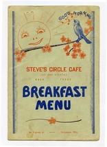 Steve&#39;s Circle Cafe Menu at the Circle Waco Texas 1950&#39;s - £37.97 GBP