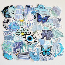 50pcs Cute Blue Stickers For Water Bottle,Laptop - $11.99