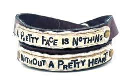 A Pretty Face Is Nothing Without A Pretty Heart Brown Leather Wrap Bracelet - £12.70 GBP