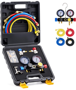 4 Way AC Gauge Set for R410A R22 R134A Refrigerant, 4 Valve Automotive A... - $128.34