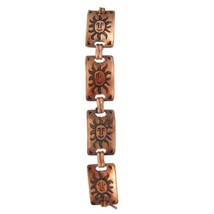 Vintage Copper Bracelet Stamped Smiling Sun Link Tribal Southwestern Nat... - €17,17 EUR