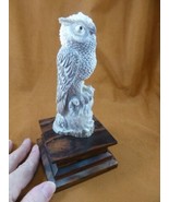 (OWL-W19) white gray Horned Owl shed ANTLER figurine Bali detailed carvi... - £186.33 GBP