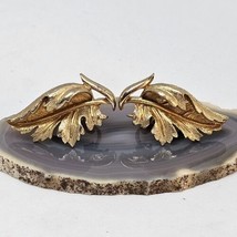 Vintage CORO Curled Leaf Gold Tone Clip On Costume Earrings - £13.11 GBP