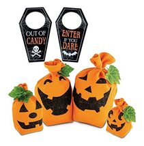 KOVOT Halloween Decor | Includes (4) Pumpkin Burlap Sack Decorative Set &amp; (2) Co - £11.76 GBP