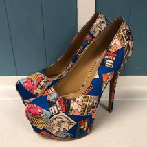 Shoe Republic woke blue Comic Book stiletto platform heels size 10 - $62.27