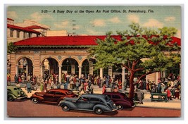 Open Air Post Office St Petersburg Florida FL Linen Postcard XA11 - $2.92