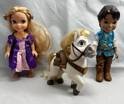 Disney’s Rapunzel Tangled-Lot Of 3- 4.5”Maximus, 6” Repunzel And 6” Flynn. Used - £14.58 GBP
