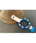 BRACELET: BLUE CRYSTAL BEADS ON KNOTTED NYLON W/BUTTERFLY NEW! MANY COLORS - £2.35 GBP
