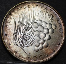 Vatican 500 Lire, 1971 Gem Unc Silver~Rare 125,000 Minted~Wheat And Grapes~Fr/Sh - £34.53 GBP