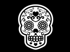 Sugar Skull w/ Heart Day of Dead Vinyl Decal Car Window Wall Sticker CHOOSE SIZE - £2.21 GBP+