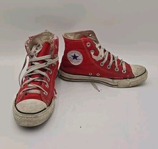 BEAT Converse Chuck Taylor All Star Red High Tops Sneakers Men&#39;s 6 Womens 8 WORN - £15.21 GBP