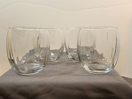 4- Vintage Libbey Clear Roly Poly Stemless Wine Glasses/ Old Fashioned Glasses - £21.03 GBP