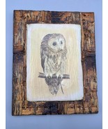 Vtg Rustic Owl Print On Bark Wooden Plaque Wall Art Decor Retro - $341.00 MXN