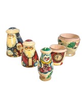 Santa Claus Nesting Stacking Dolls Set of 3 Wood Christmas Toy Russian Style - £16.63 GBP