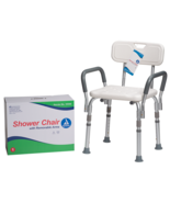 Dynarex 10322 White Aluminum Frame Shower Chair with Removable Back and ... - $95.43 CAD