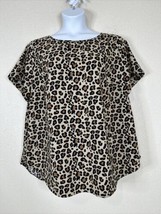 Ava &amp; Viv Womens Plus Size 2X Animal Print Top Short Sleeve Button Back - £11.62 GBP