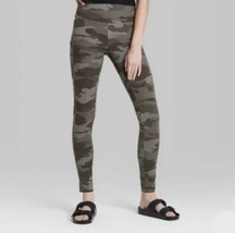 Womens Soft Leggings Green Camo High Rise Wide Waistband Size XS Wild Fable - £7.82 GBP