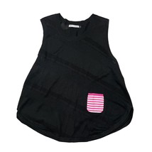 Zaket &amp; Plover Silk Cotton Nylon Knit Tank Top Black Pink Pocket - Size ... - £22.07 GBP