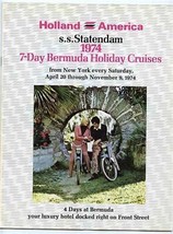 Holland America 1974 SS Statendam 7 Day Bermuda Holiday Cruise Booklet D... - £19.70 GBP