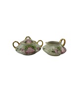 Antique J &amp; C Bavaria Hand Painted Signed Pink Roses Gold Trim Sugar &amp; C... - $2,043.80 MXN