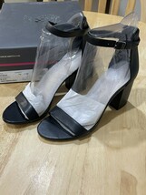 Size 7M Vince Camuto Beah Block Heel Ankle Strap Sandal - Black Soft Nap... - $39.59