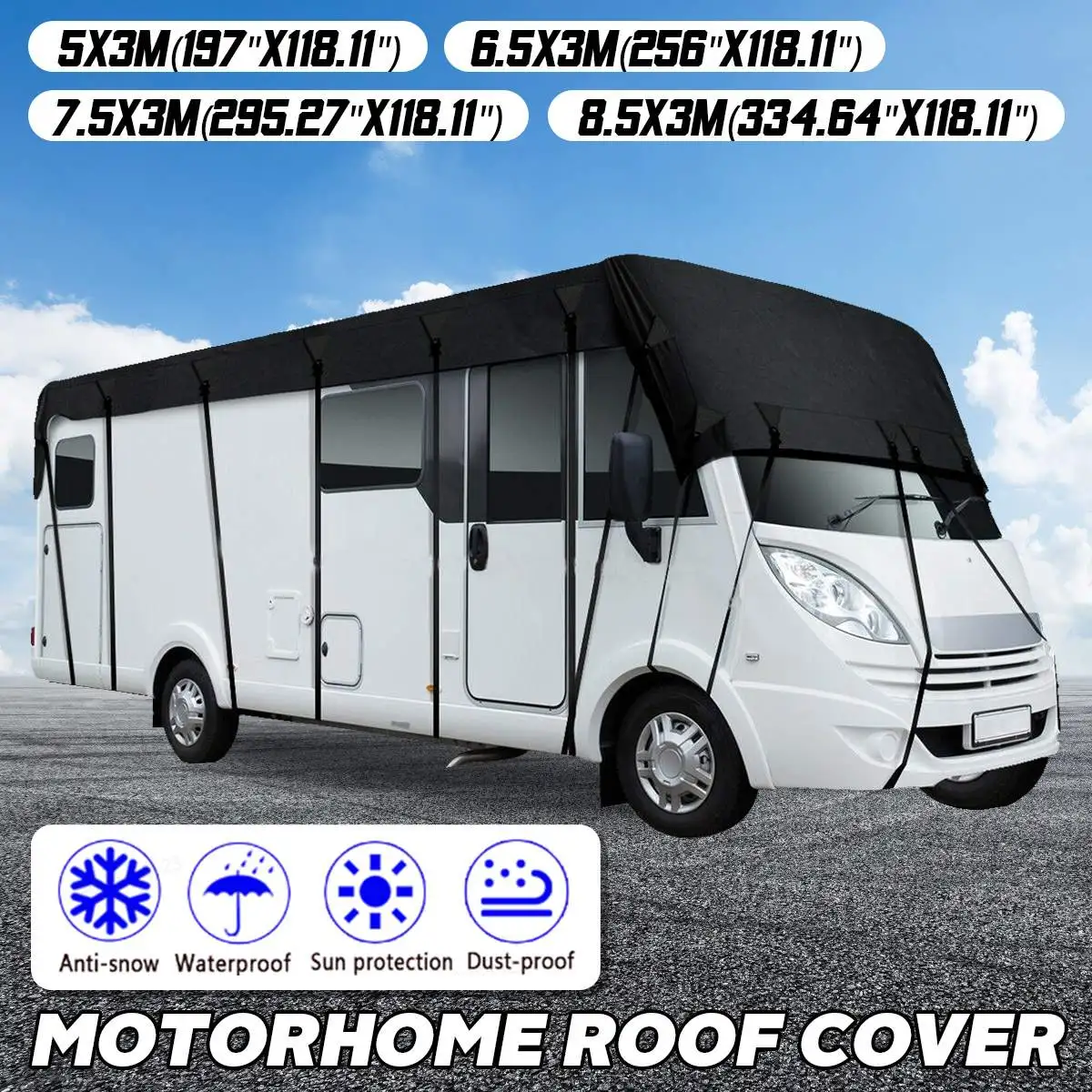 210D RV Caravan Roof Cover Tarpaulin Waterproof Dust-proof Sunshade Anti-UV - £76.53 GBP+