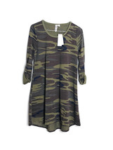 NWT Others Follow Size XS Green Camo Print Tab Sleeve Dress - £16.39 GBP