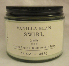 Kirkland&#39;s Natural Wax Blend 14 Oz Jar 3-Wick Scented Candle Vanilla B EAN Swirl - £25.53 GBP