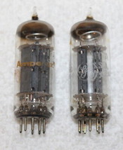 2- Vintage 12BH7A Audio Valve Vacuum Tubes ~ 1 Amperex 1 GE ~ Test V Good - £40.05 GBP