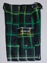 Hurley Black Plaid Boys Board Shorts Swim Trunks Size 20 Brand New - $28.00