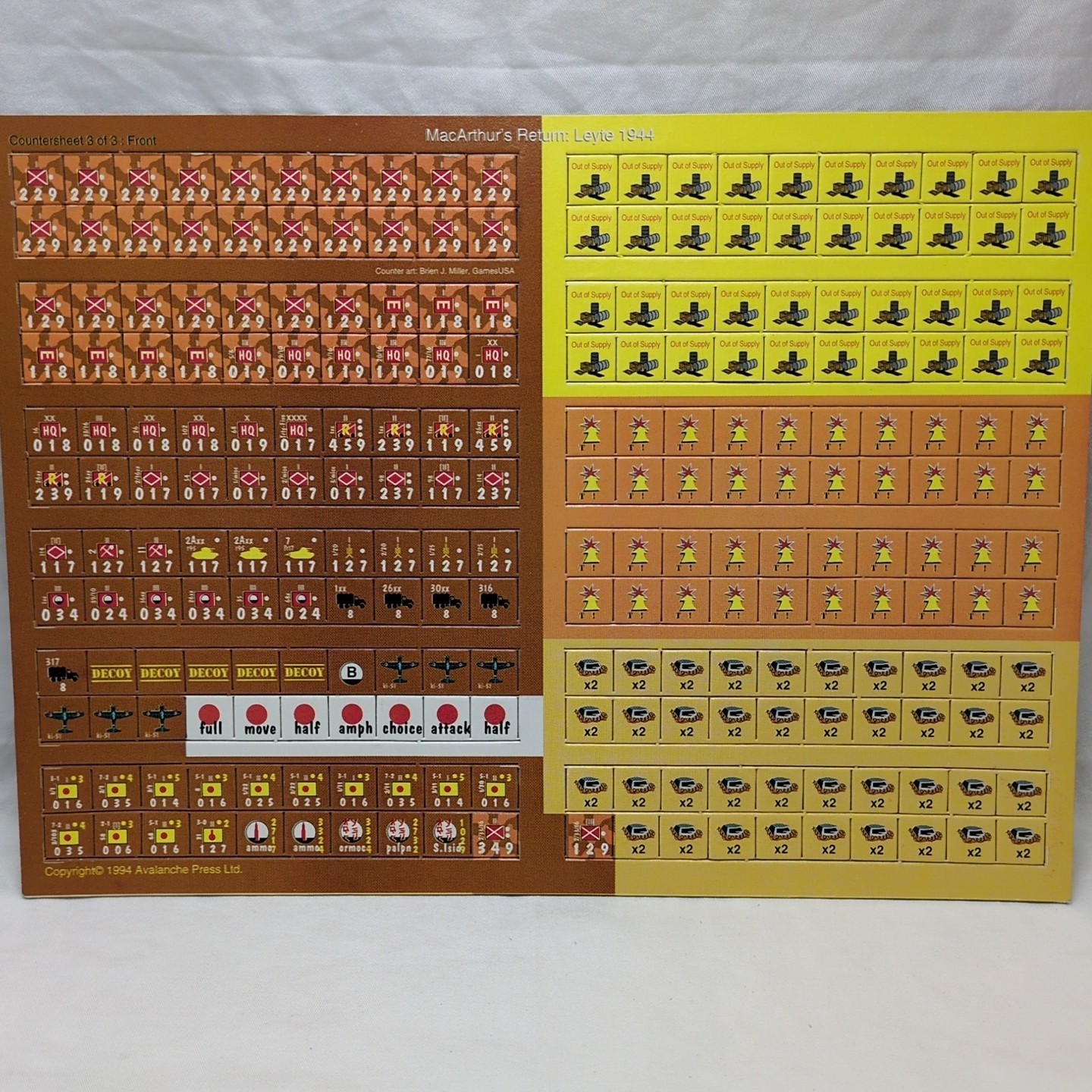 MacArthurs Return: Leyte 1944 Board Game Countersheet 3 - $11.87