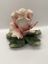 Antique Capodimonte Rose Candle Holder Lovely Condition 4.5 Inches Tall - £14.73 GBP