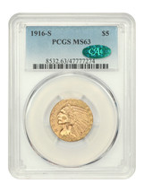 1916-S $5 PCGS/CAC MS63 - $6,620.25