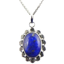 925 Sterling Silver Pendant Necklace Lapis Lazuli Handmade Jewelry Women PS-1676 - £46.84 GBP