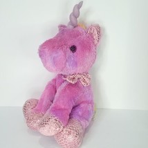 Unicorn Purple Pink Glitter Horn Blue Eyes Plush Stuffed Animal 20&quot; Large Giant  - $29.69