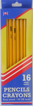 WOOD PENCILS #2 HB Lead Yellow with Red Erasers 16 Pencils/Pack - £2.31 GBP