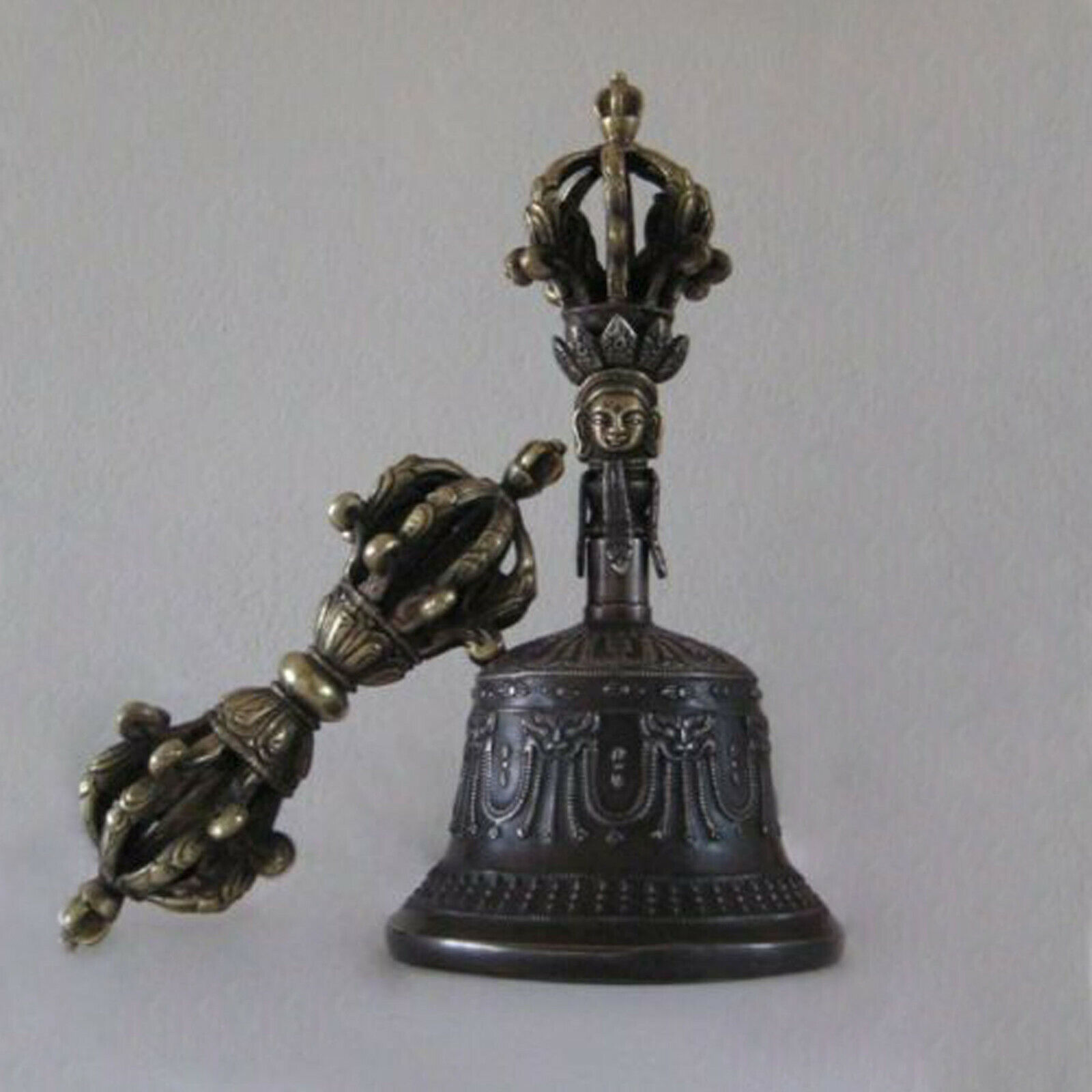Primary image for Tibetan Buddhist 9 Pronged Bronze Bell 9" and Vajra /Dorje (Large) - Nepal