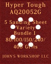 Hyper Tough AQ20052G - 80/100/150/240/400 Grits - 5 Sandpaper Variety Bundle I - $4.99
