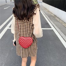 Women Sweet Cute Chain Heart Shape Single Shoulder Messenger Bags  Lattice Cross - £21.57 GBP