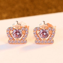 Earrings Style S925 Silver Earrings Crown Cross Combination Exquisite And Compac - £12.75 GBP