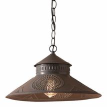 Shopkeeper pendant Light in Kettle Black Punched Tin image 2