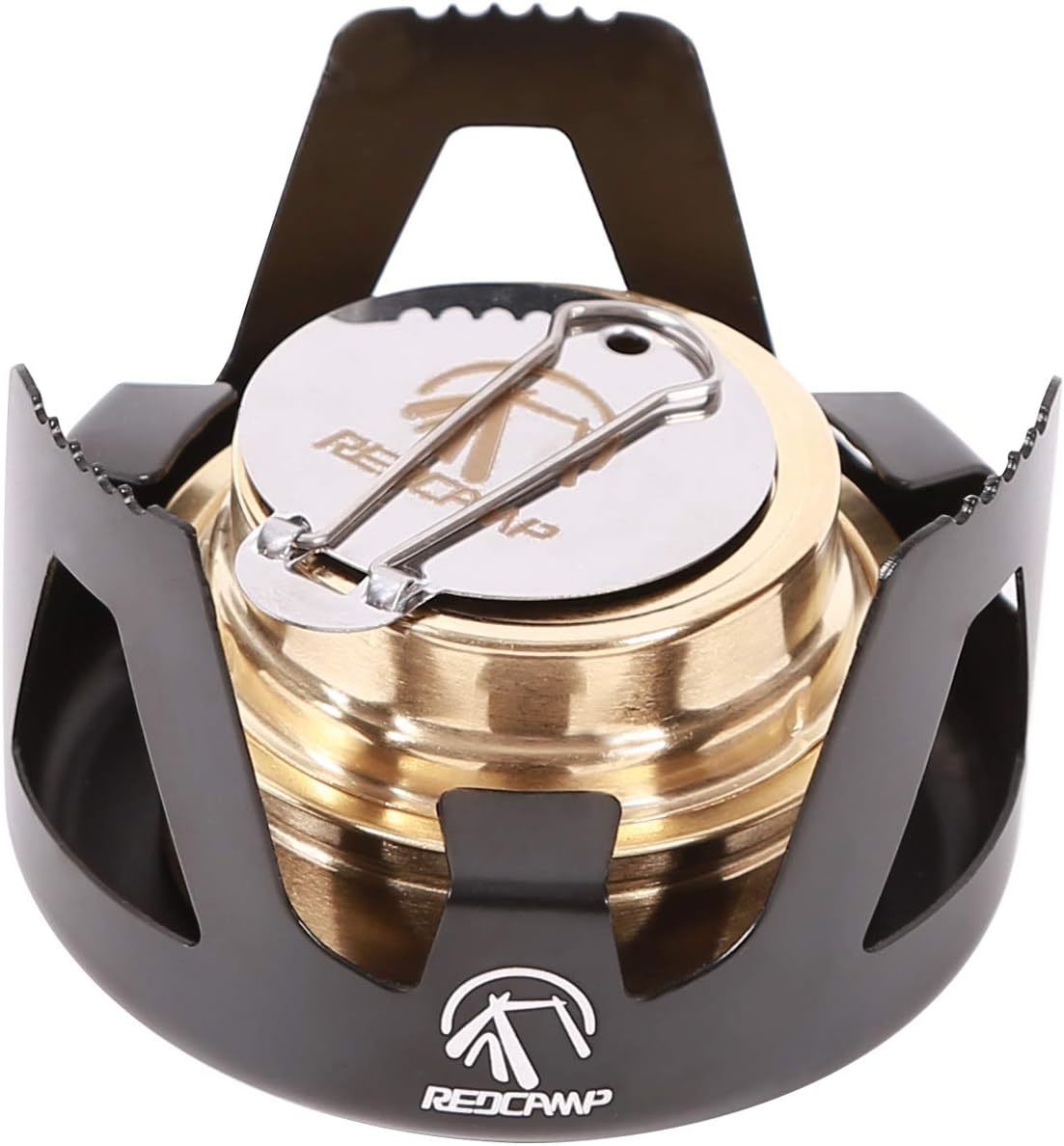 Redcamp Mini Alcohol Stove For Backpacking, Lightweight Brass Spirit, Black - $38.99