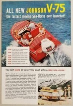 1959 Print Ad Johnson Sea-Horse V-75 Outboard Motors 75 HP on Boat - £9.90 GBP