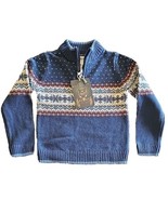 RORIE WHELAN ~ Size 4 ~ 1/4 Zip ~ Turtleneck Sweater ~ Cotton ~ BLUE Fai... - $42.10 CAD