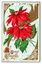 Poinsettia Flowers Icicles Merry Christmas Embossed DB Postcard O18 - $4.90