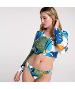 CALIA Women&#39;s Long Sleeve Ruched Swim Rashguard Botanical Print Beach Si... - $24.99